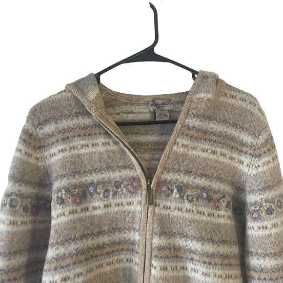 Eddie Bauer Collectibles Women's Size XL 100% Lambs Wool Full Zip Sweater - Picture 2 of 9